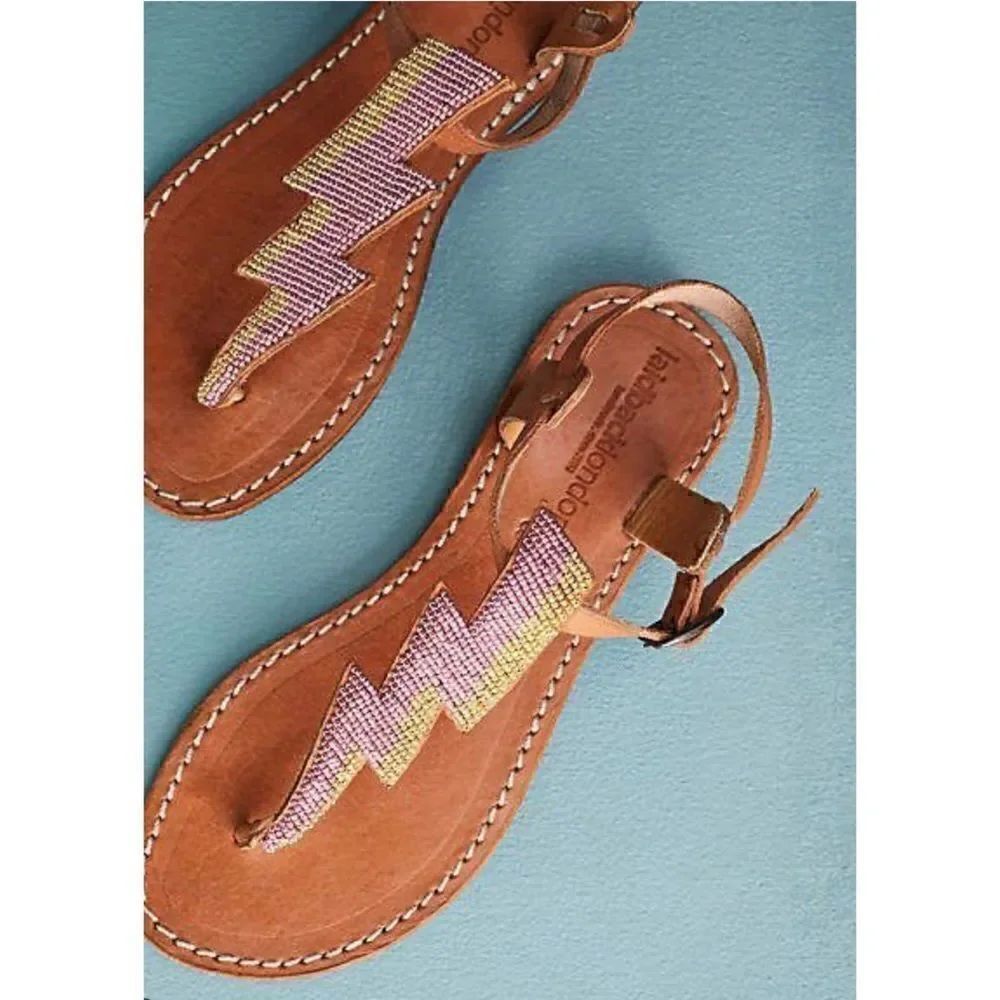 Laidbacklondon Thunder Beaded Embellished
Brown Sandals Size 10
